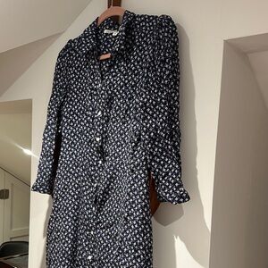 Veronica Beard Black and Blue Floral Shirt